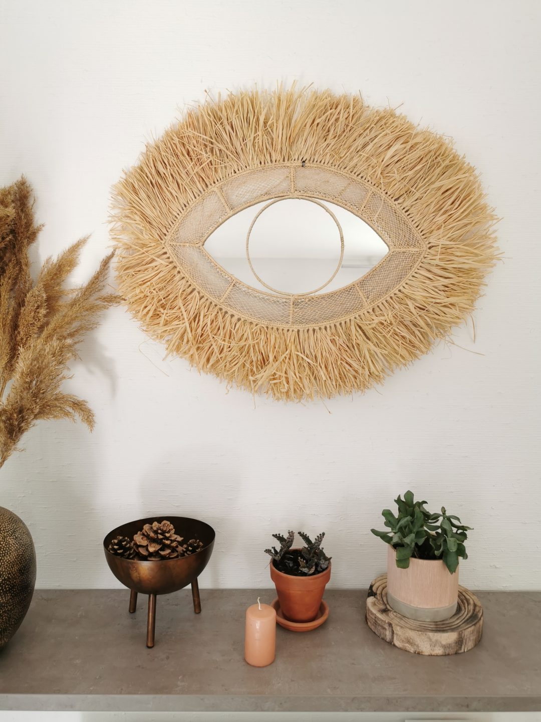 Miroir Œil grandes franges et filet