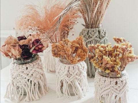 Macramé jupette pour vase